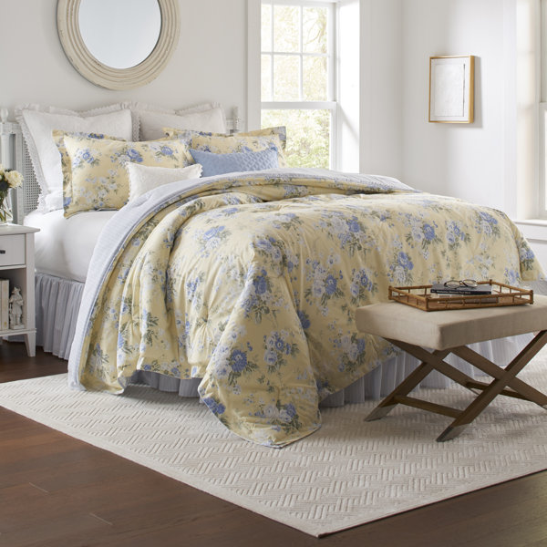 Laura Ashley Cal King Sheet set100 cotton300tcSun Blue Yellow